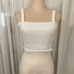 2/$30 H&M White Cropped Ruffled Tank Top Size XS Summer‎ Festival